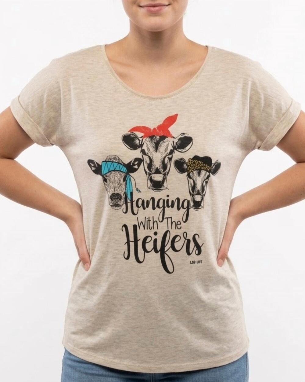 NEW URBAN BUFFALO hanging with the heifers tee in beige